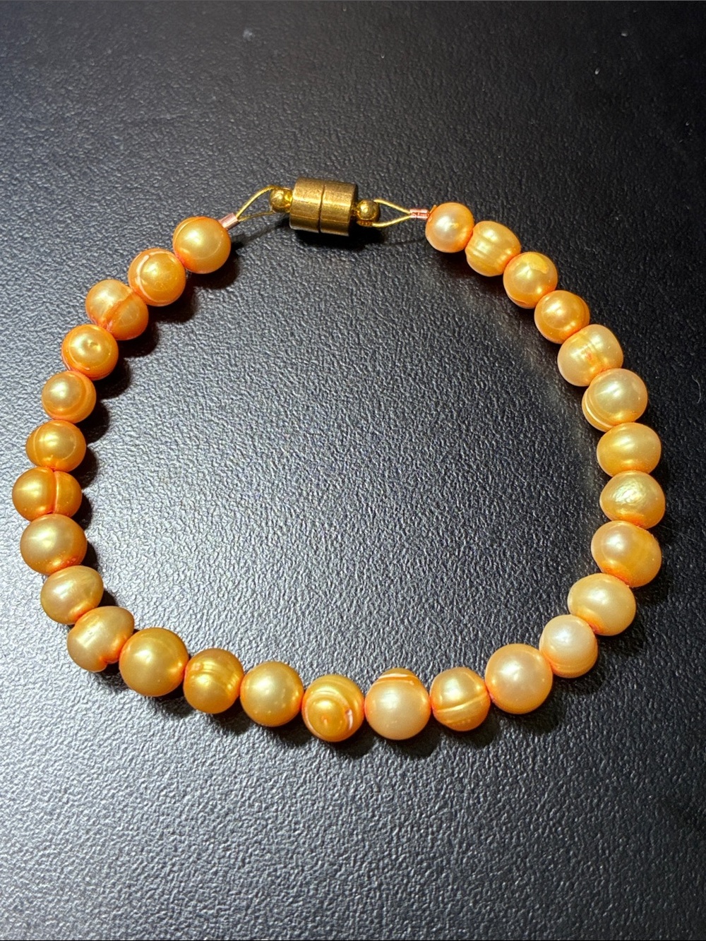 Gold Pearl Beaded Magnetic clasp Bracelet - Women's Jewelry